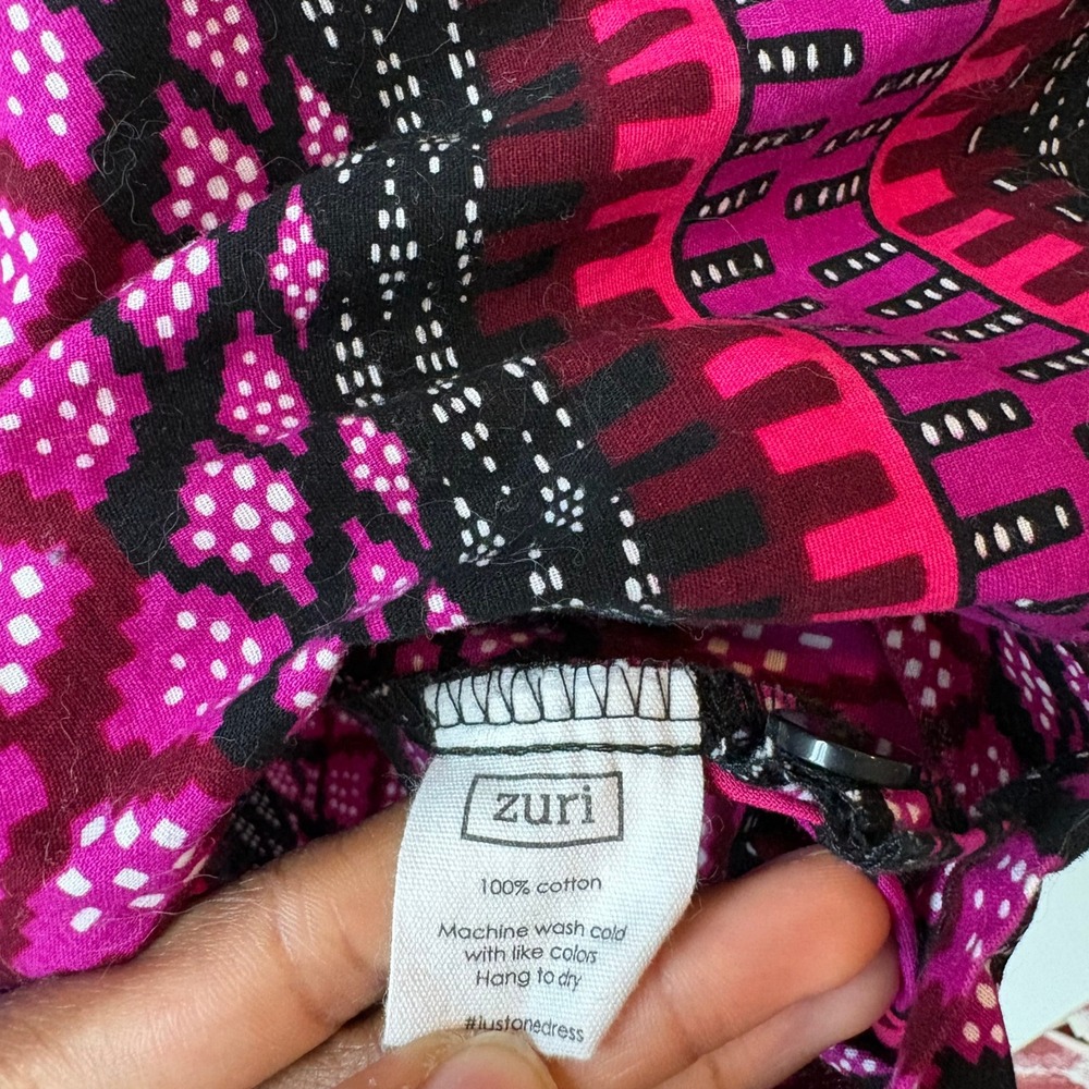 Zuri Kenya Dress Pink Geometric Print Sleeveless Button Up Shirt Dress Size XS - Picture 6 of 6